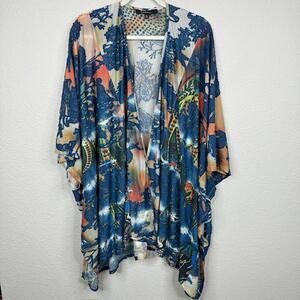 Caleoos Womens Plus 2XL Open Burnout Aztec Kimono Boho Jacket